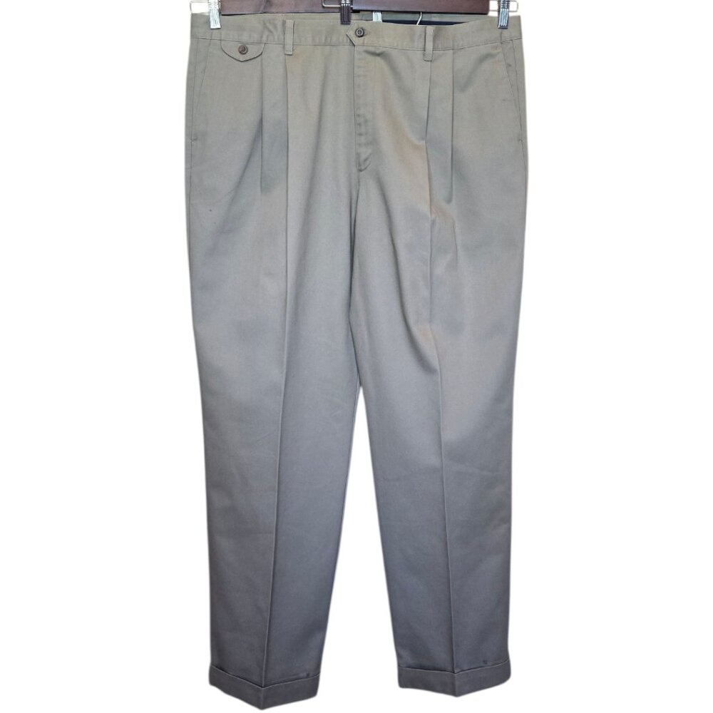 Men's Khaki Pleated Twill DOCKERS Dress Pants sz 44 x 32